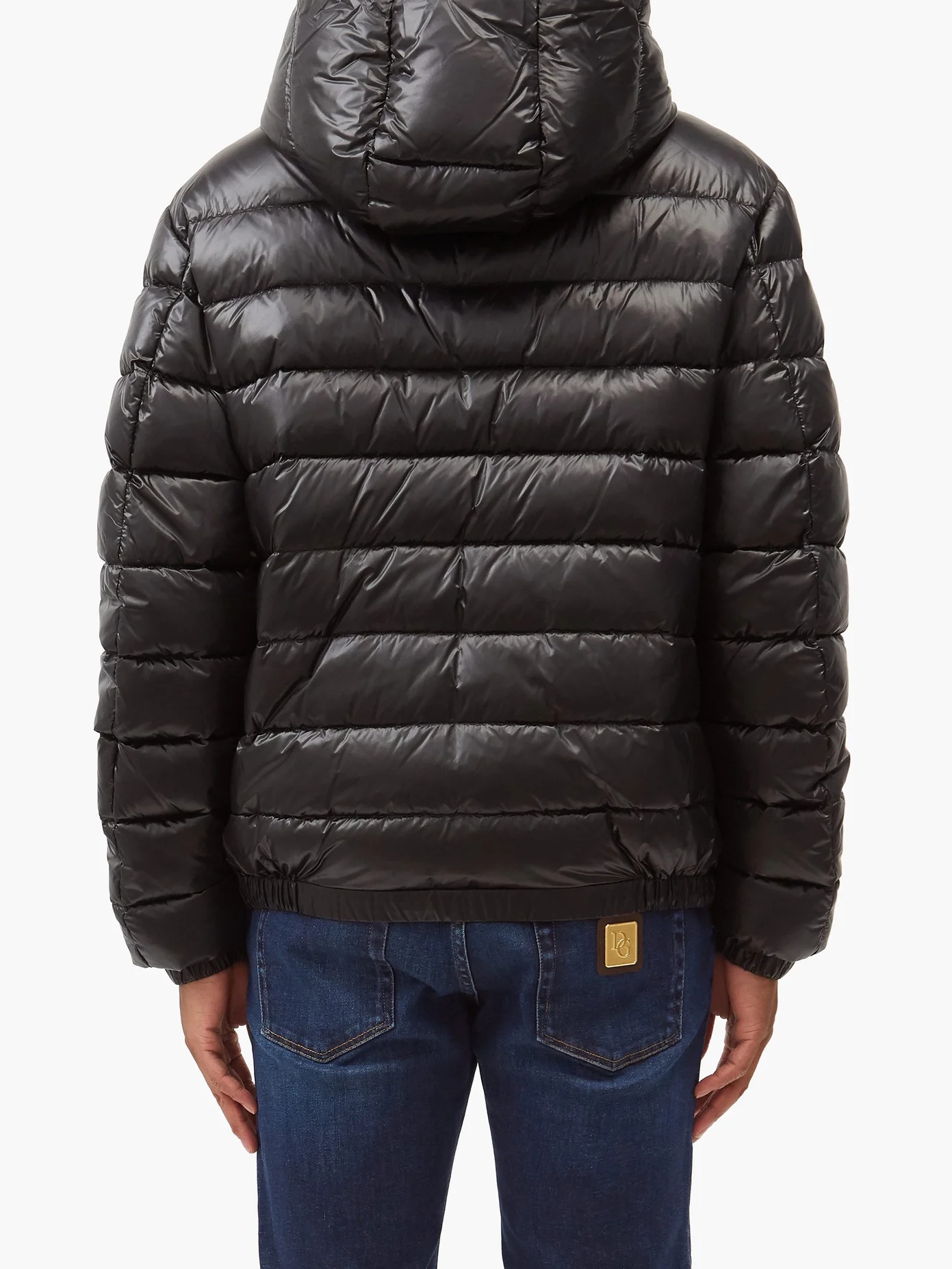 Logo-plaque quilted down hooded jacket - 5