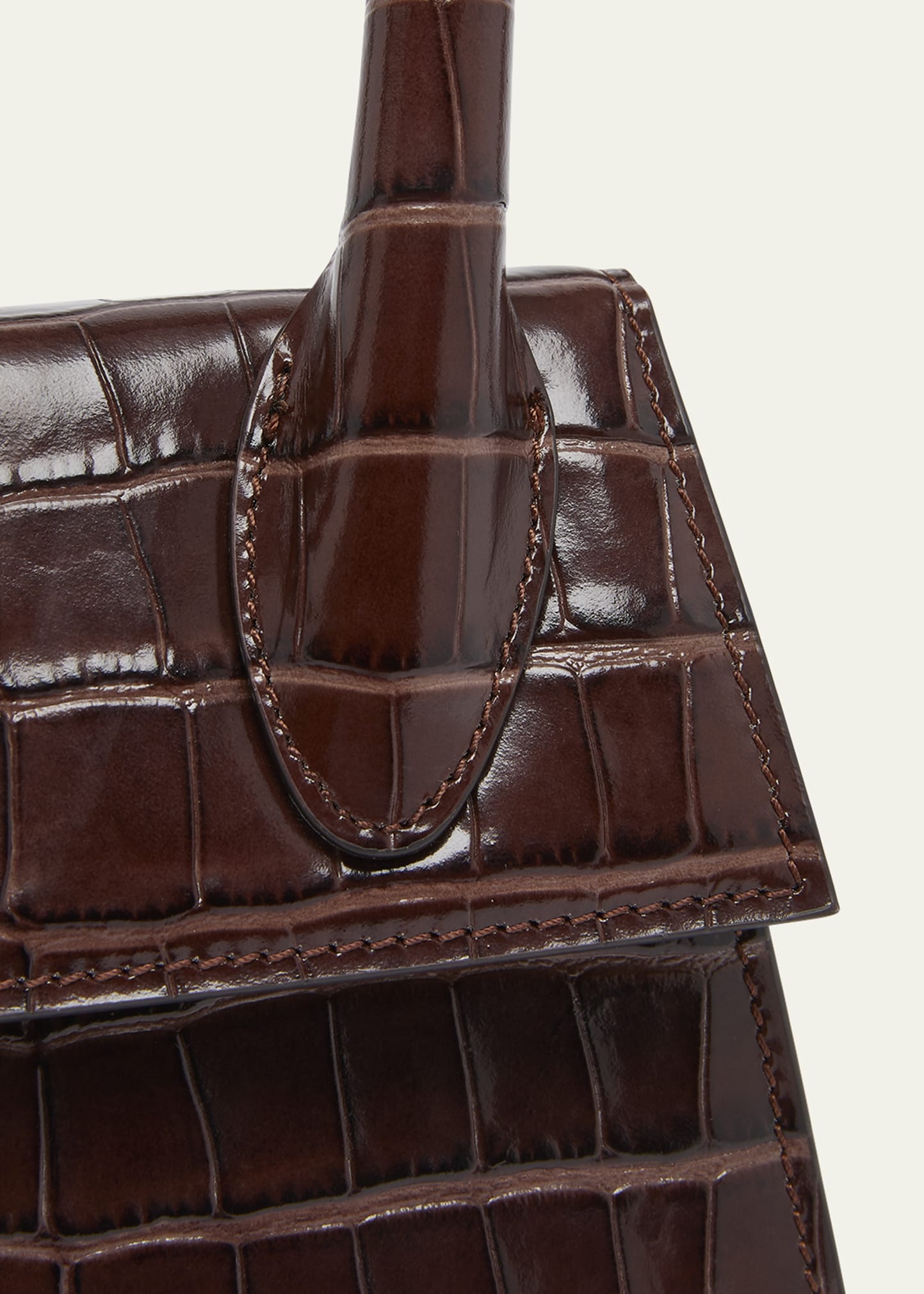 Le Chiquito Moyen Croc-Embossed Leather Top-Handle Bag - 5