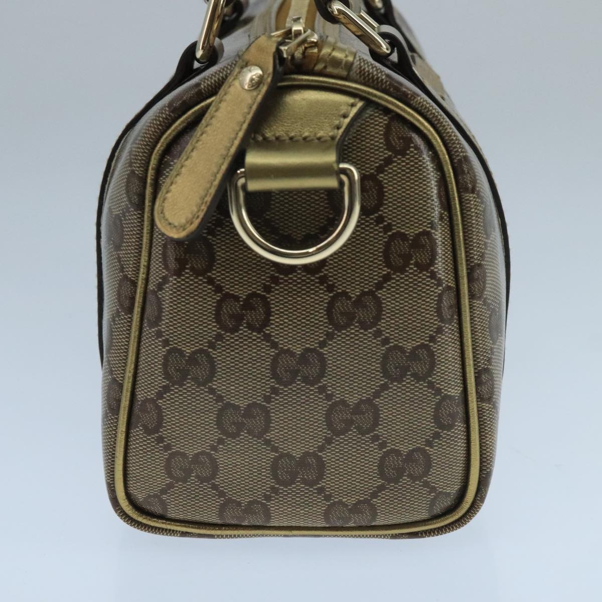 GUCCI GG Crystal Hand Bag Coated Canvas Brown Gold - 3