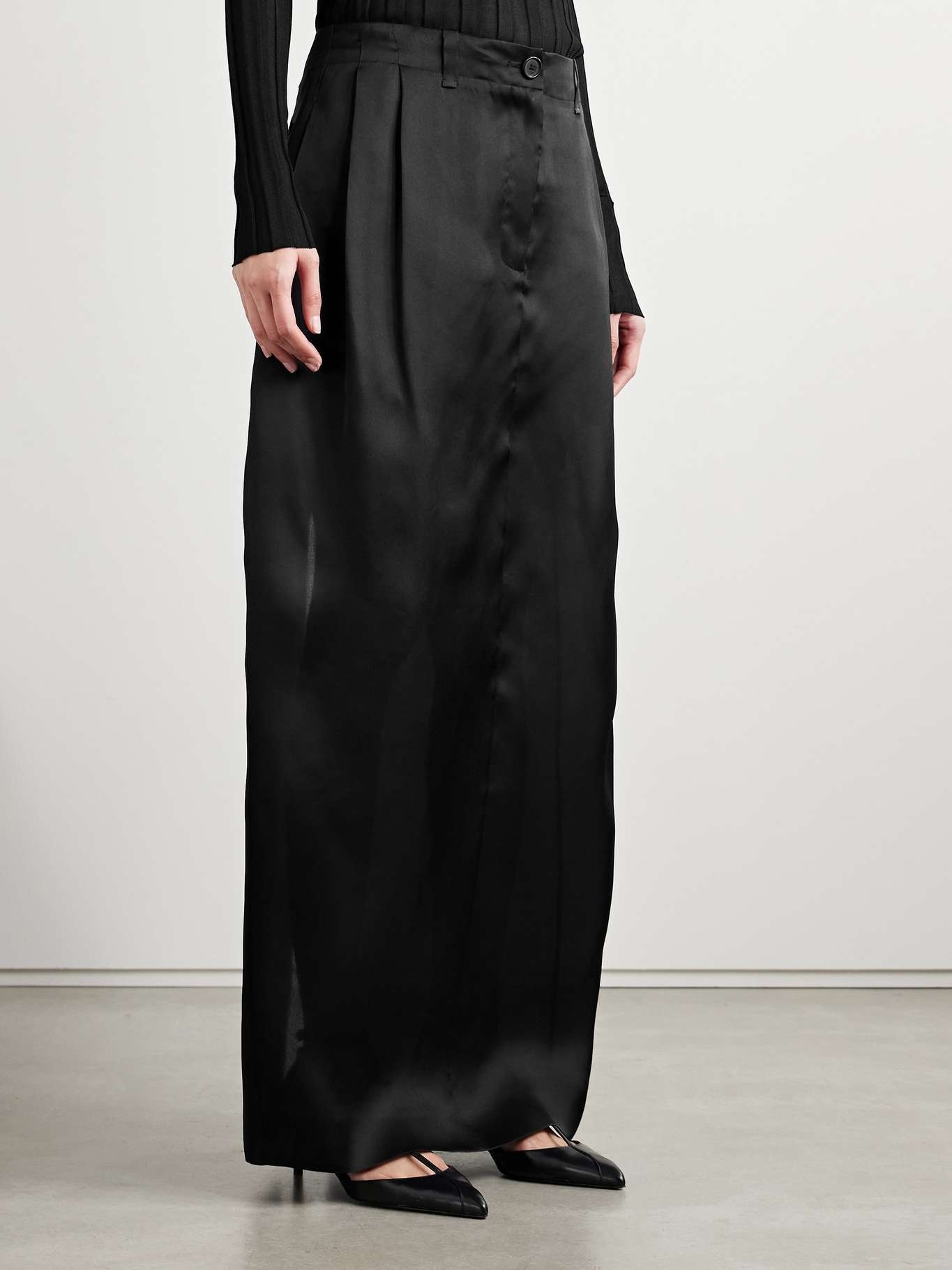 Lucian pleated silk-organza maxi skirt Black - 3