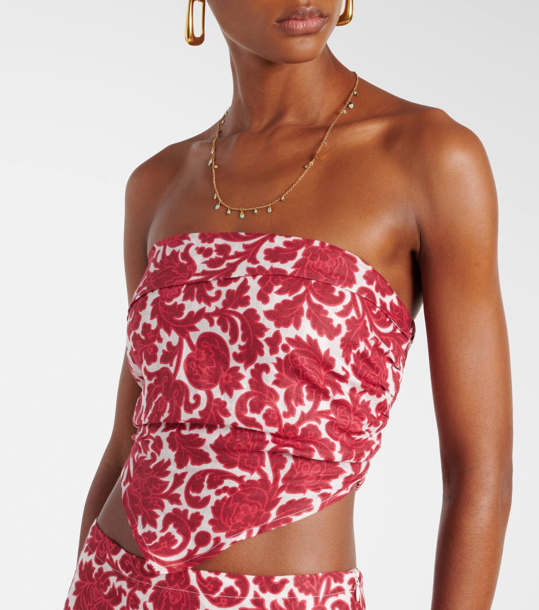 Antibes floral linen bandeau top - 4