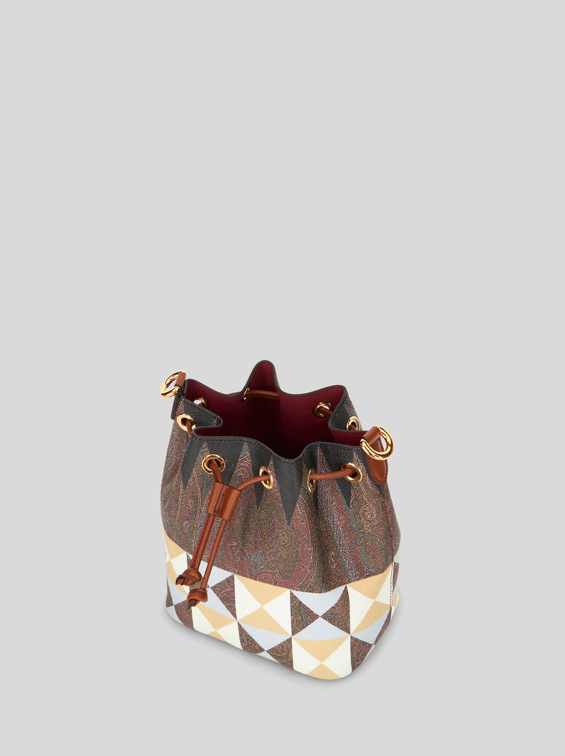 SMALL PAISLEY BUCKET BAG WITH PLACED GEOMETRIC PRINT - 4