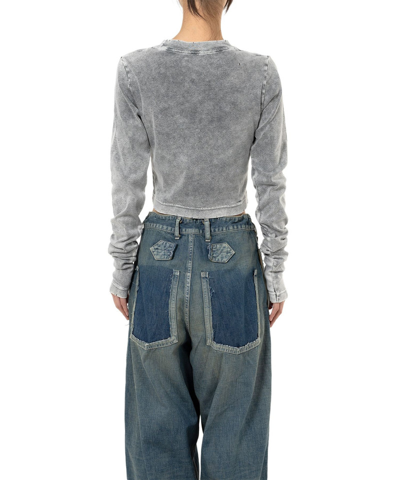 Bleached Cropped Long Sleeve T-shirt 12