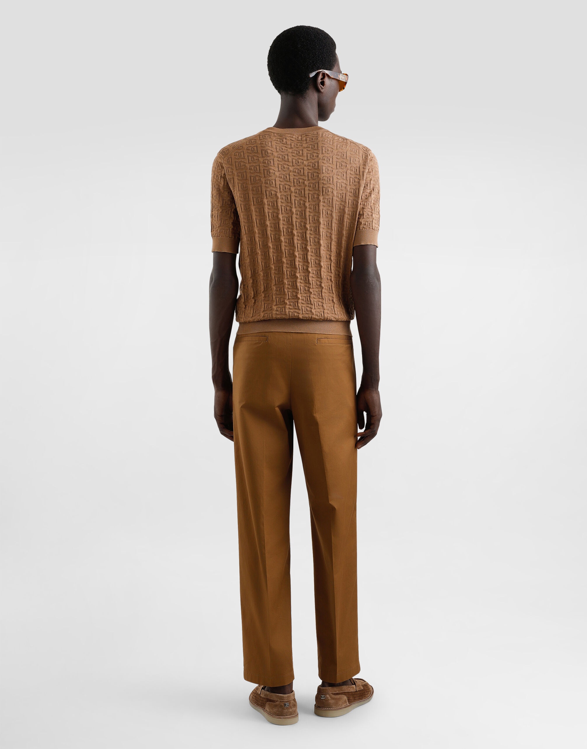 Silk round-neck sweater with all-over DG logo embroidery - 3