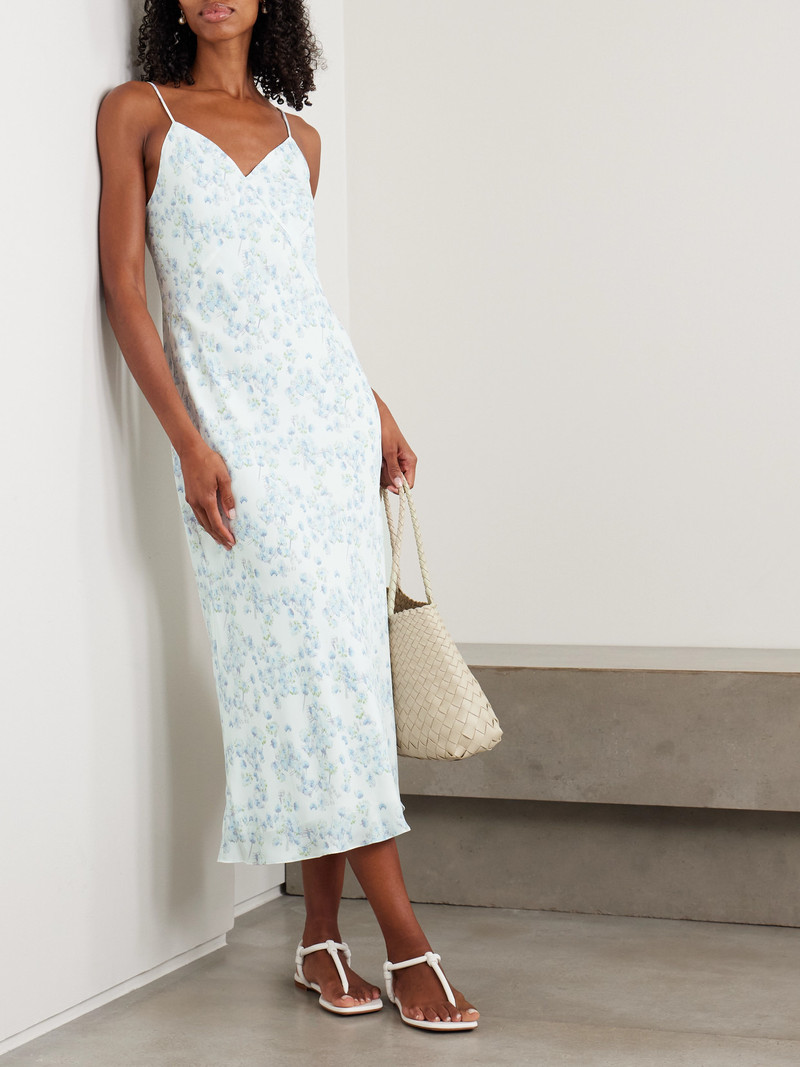 Theory Floral-print Satin Midi Dress outlook
