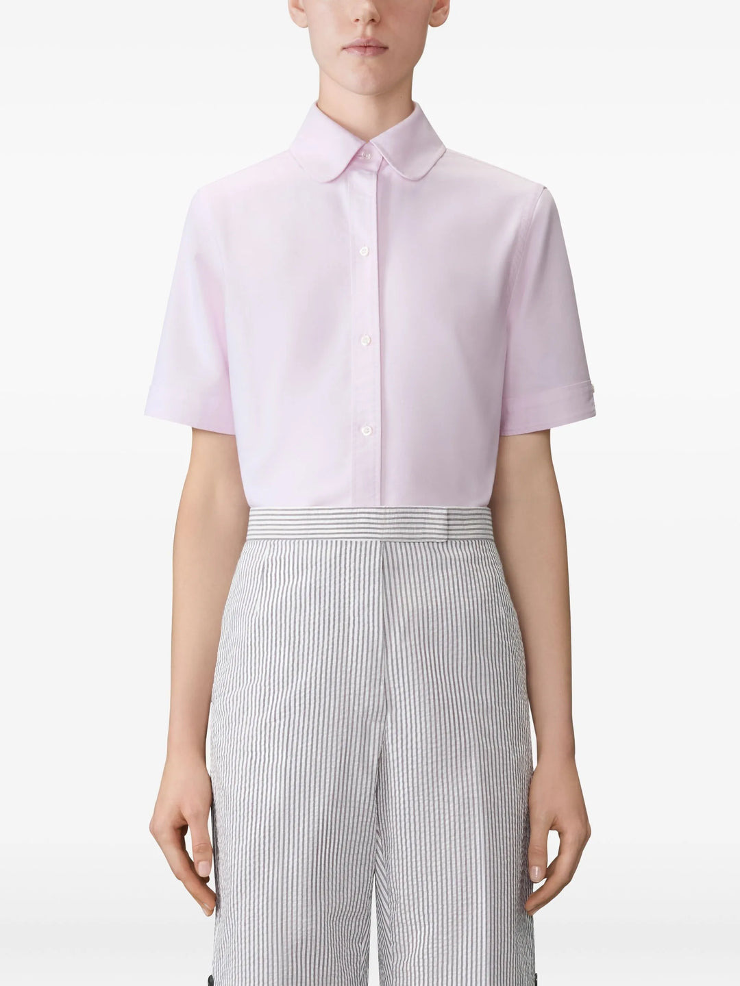 Oxford Round Collar Short Sleeve Shirt Women - 3