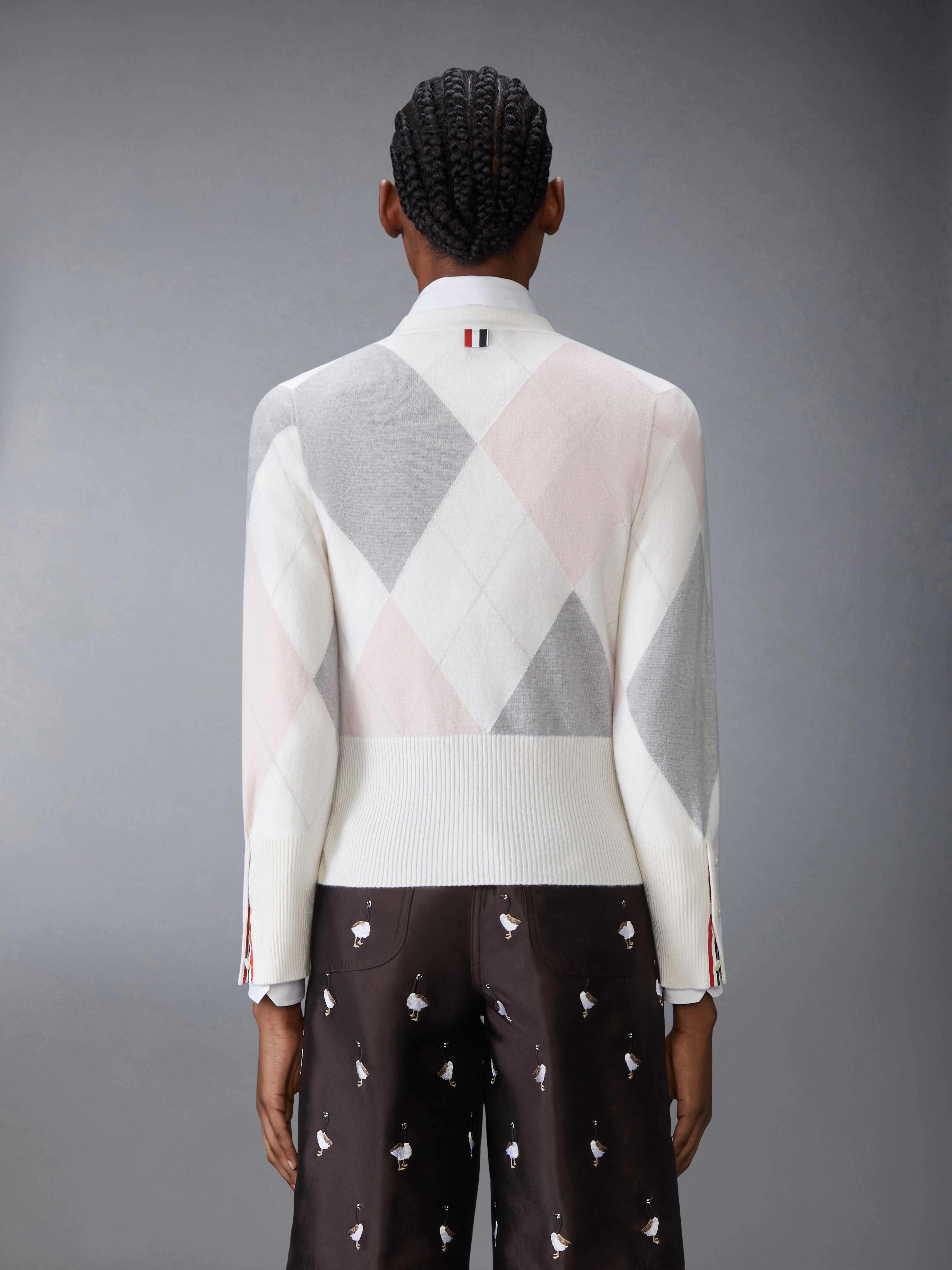 ARGYLE INTARSIA CASHMERE V NECK CARDIGAN - 3