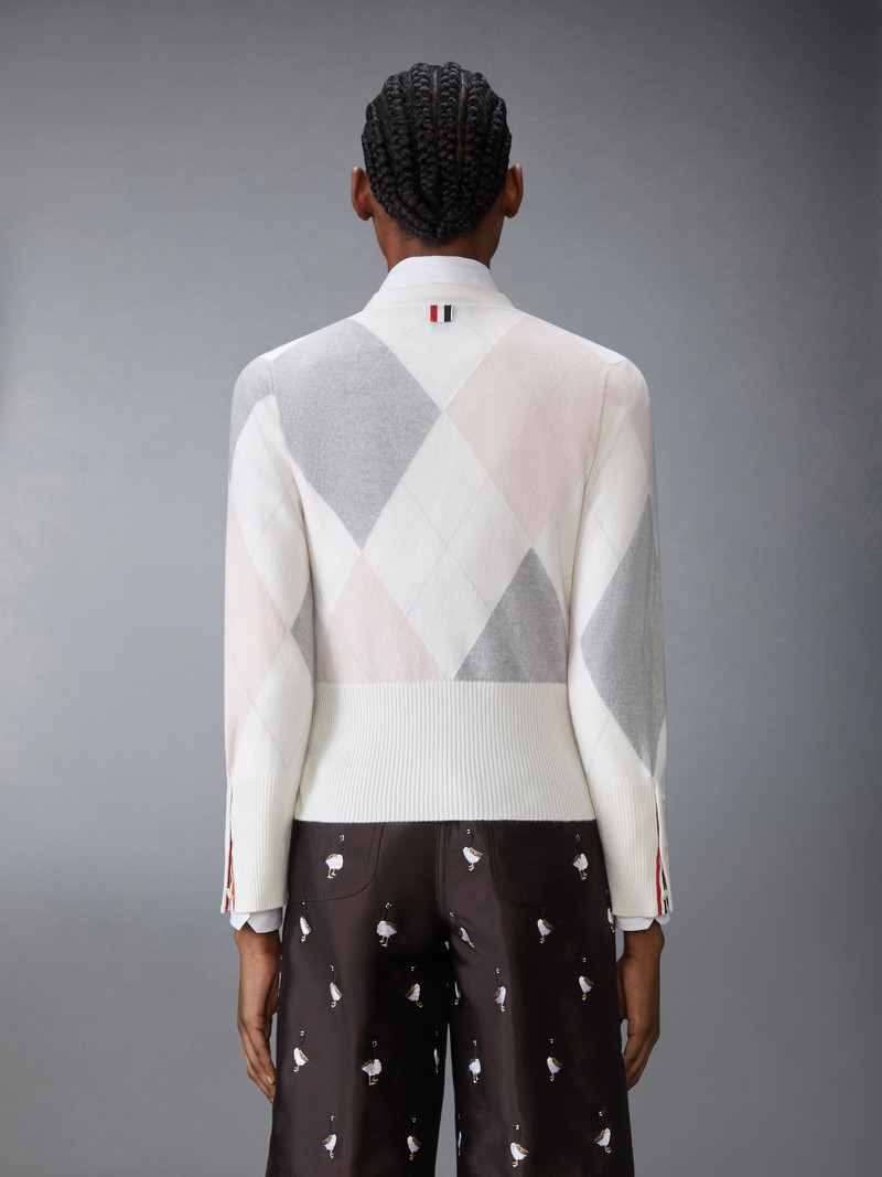 ARGYLE INTARSIA CASHMERE V NECK CARDIGAN 3