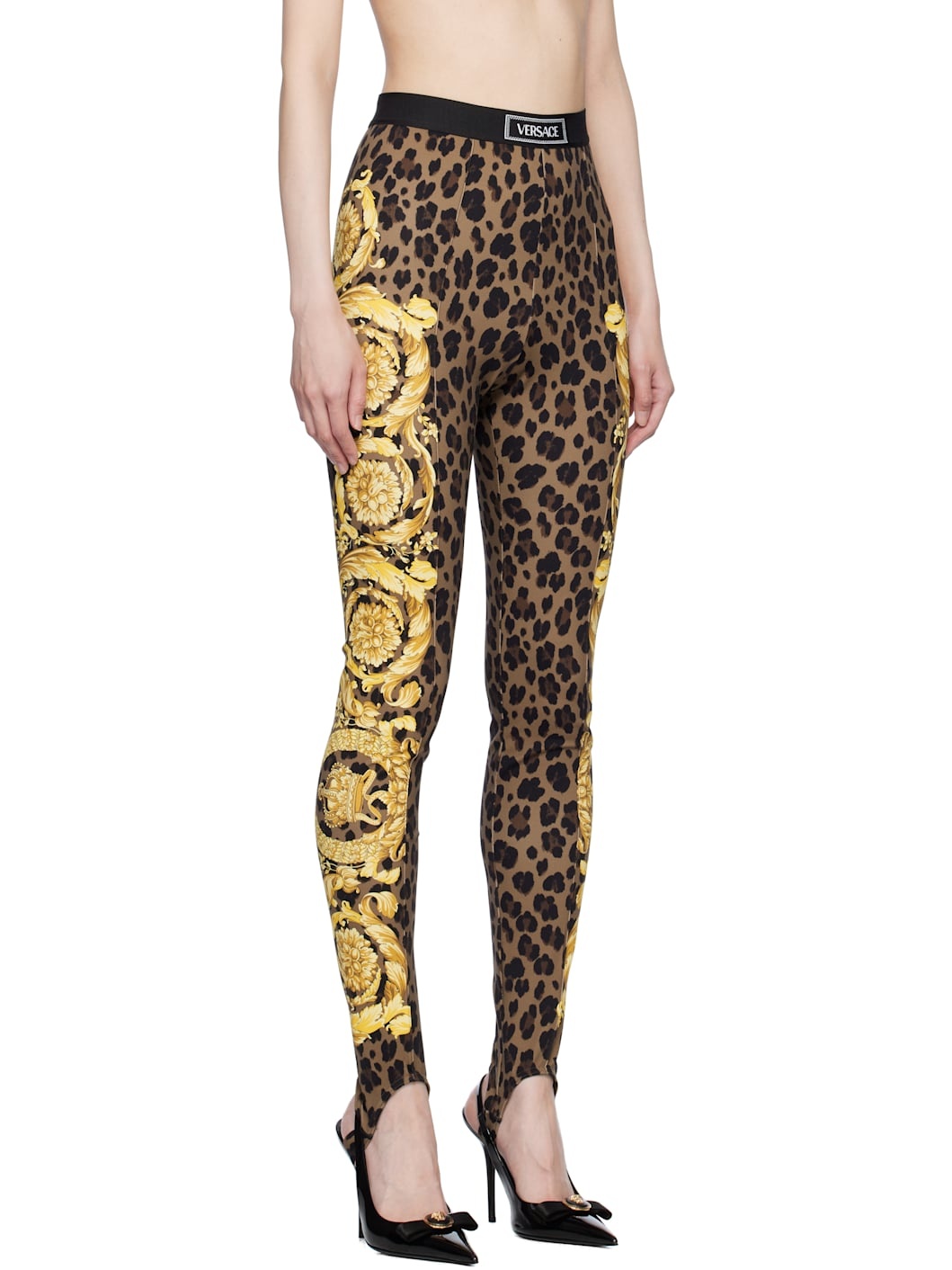 Brown Wild Barocco Stirrup Leggings - 2