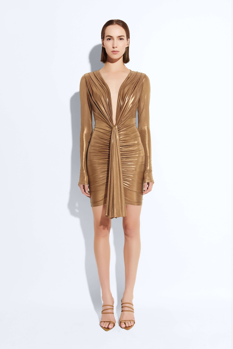 LAPOINTE Coated Jersey V-Neck Mini Dress outlook