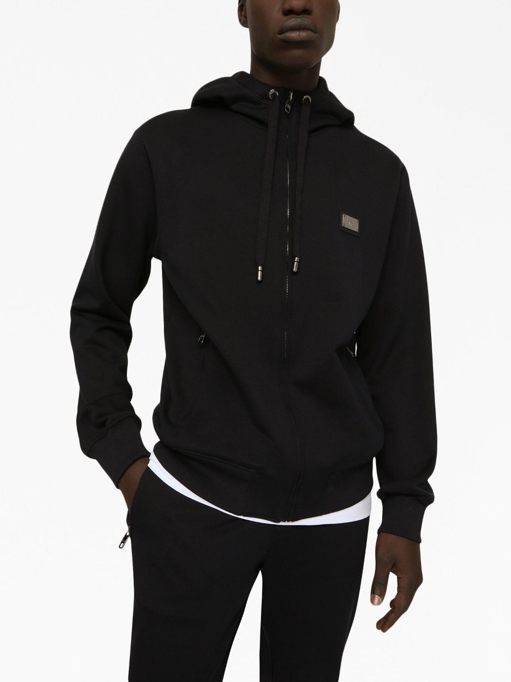 logo-plaque cotton hoodie - 5