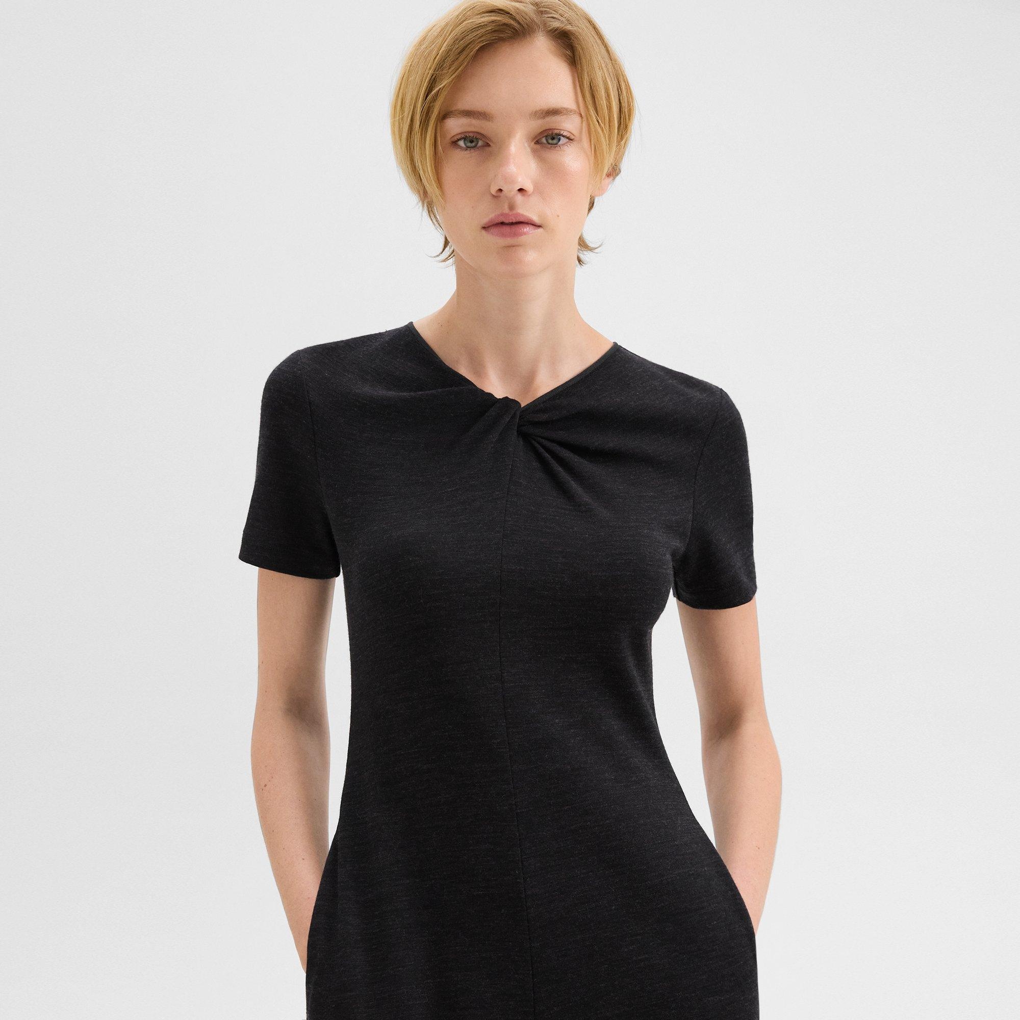 Twisted Midi Dress in Viscose-Wool - 5
