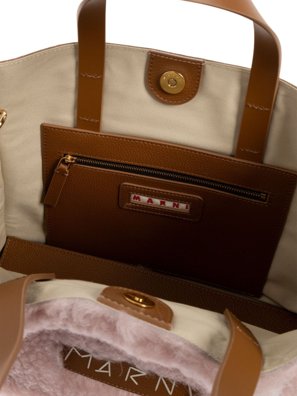 fur-trimmed tote bag - 4