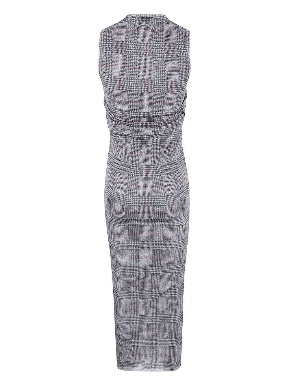 mesh-panelled check maxi dress - 2