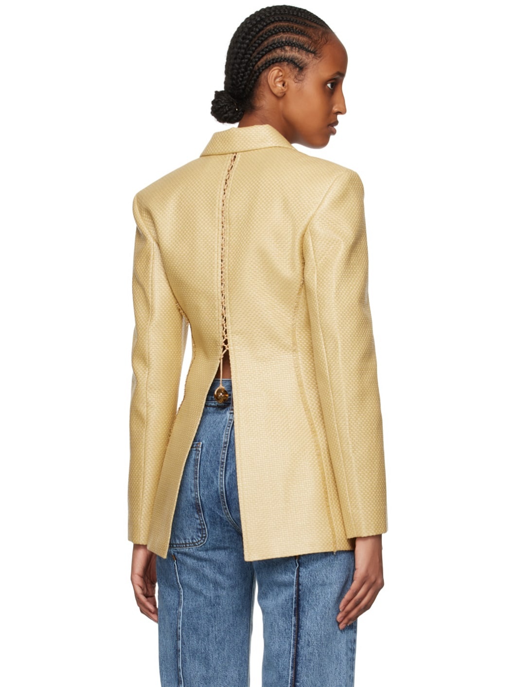 Beige Le Raphia 'La Veste Palha' Blazer - 3