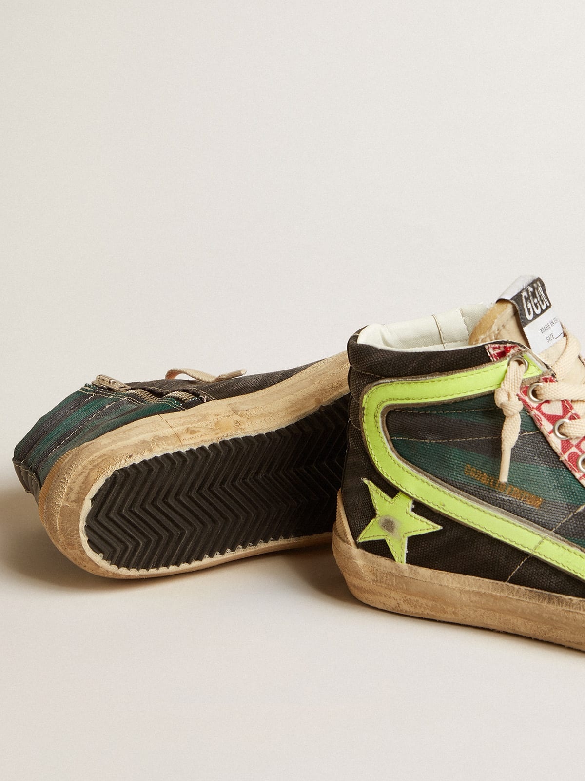 Men’s Slide LAB in camo canvas with yellow leather star and flash - 3