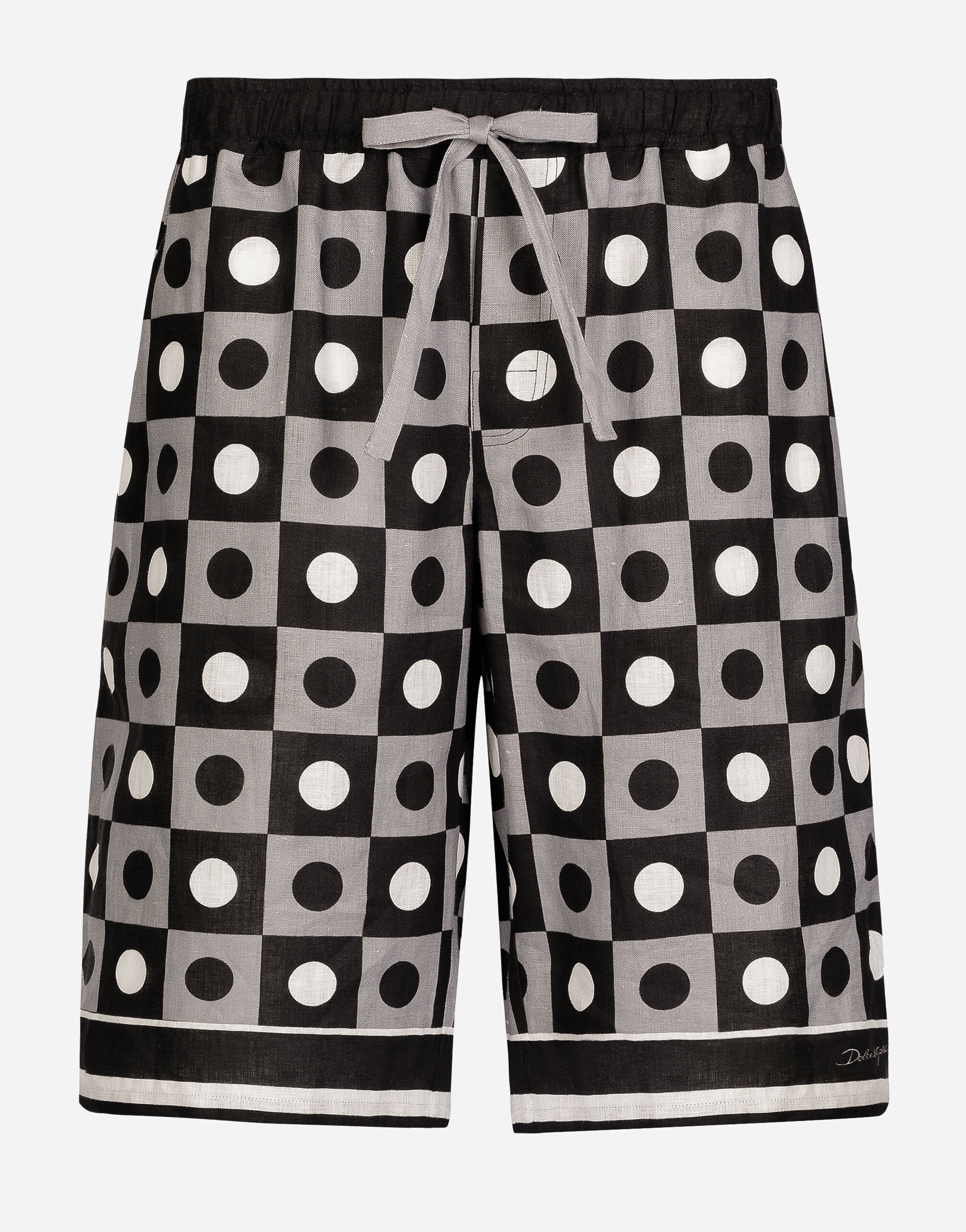 Printed linen jogging shorts - 1