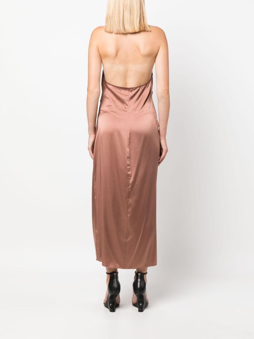 draped-design halterneck dress - 4