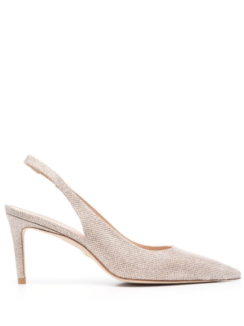 woven-design pointed 90mm pumps - 1