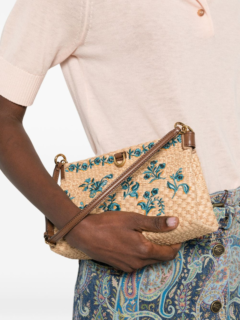 Etro floral-embroidered clutch bag outlook
