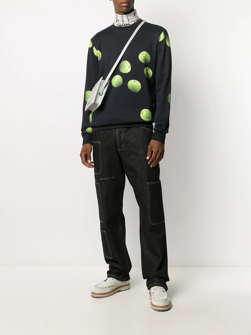 apple-print cotton sweatshirt - 2