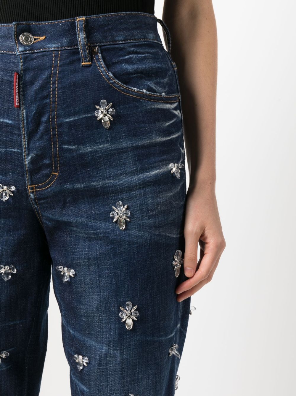 Crystal Flies high-rise cropped jeans - 5