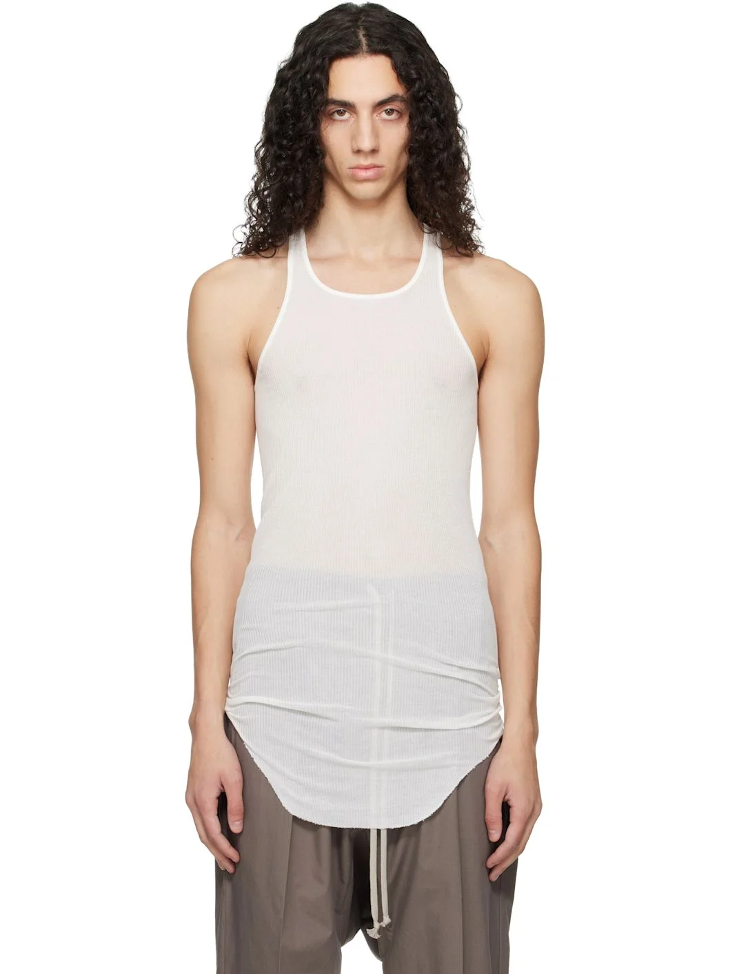 White Temple Basic Rib Tank Top - 1