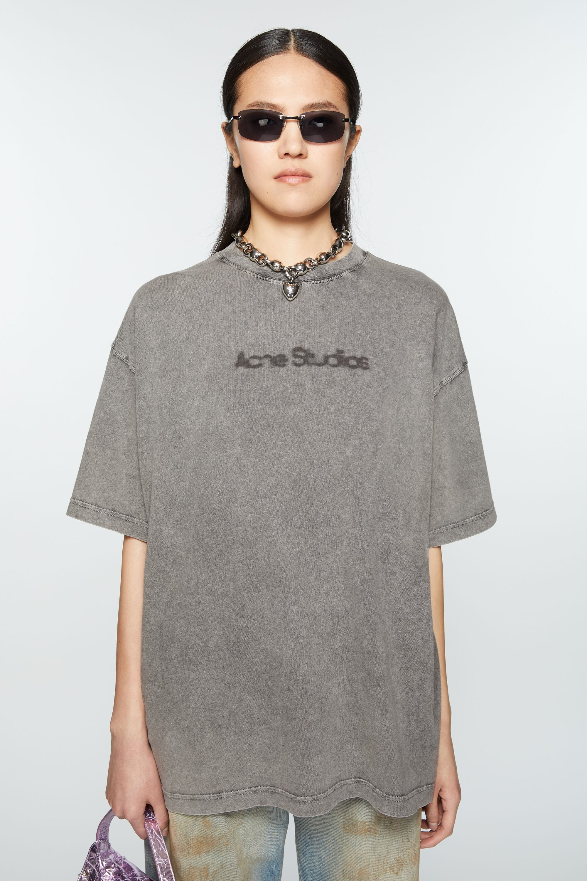 Blurred logo t-shirt - Relaxed unisex fit - Faded Grey - 2