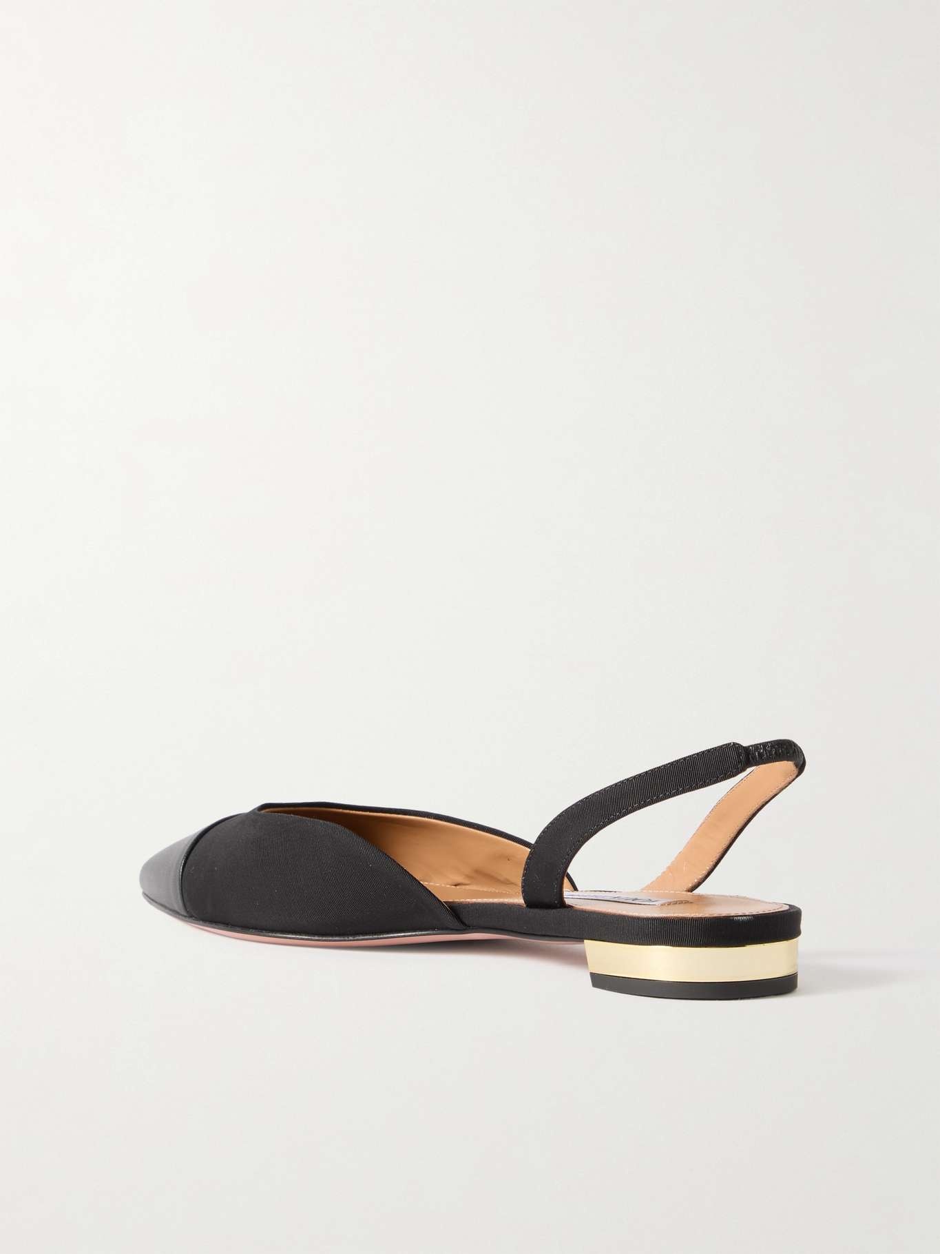 Milanese leather-trimmed grosgrain slingback flats - 3