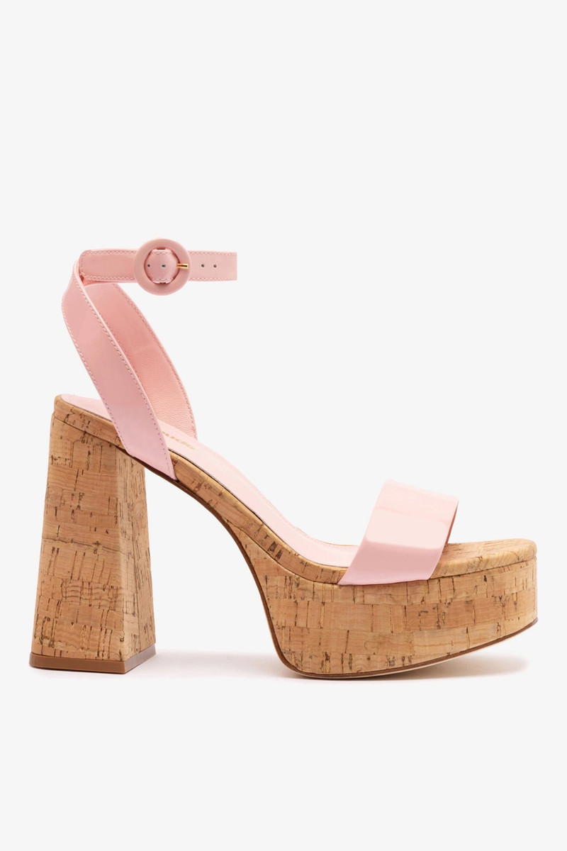 Dolly Sandal In Tulip Patent Leather and Natural Cork 1
