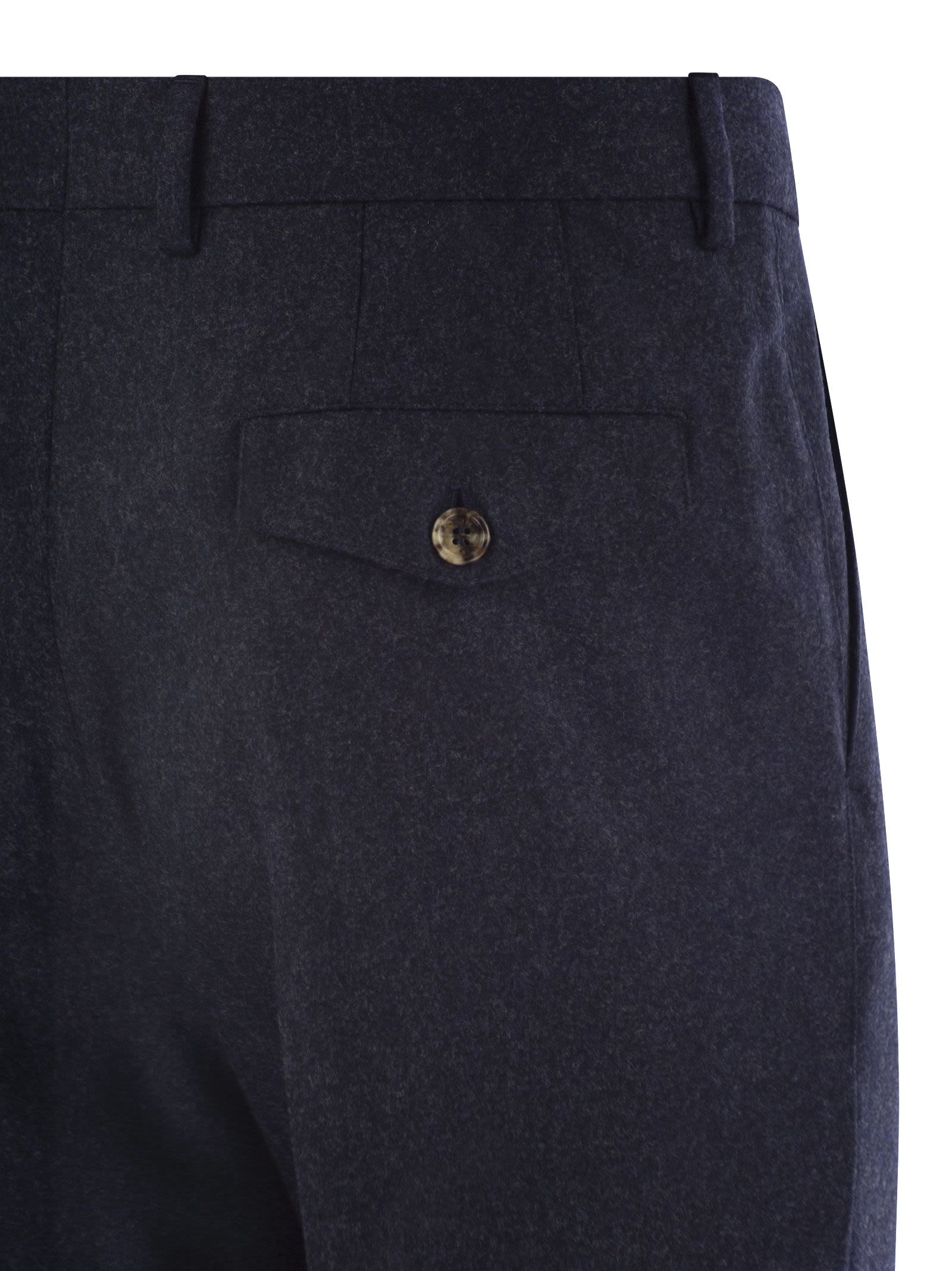 Brunello Cucinelli Men Leisure Fit Trousers In Virgin Wool Flannel With Double Darts - 4