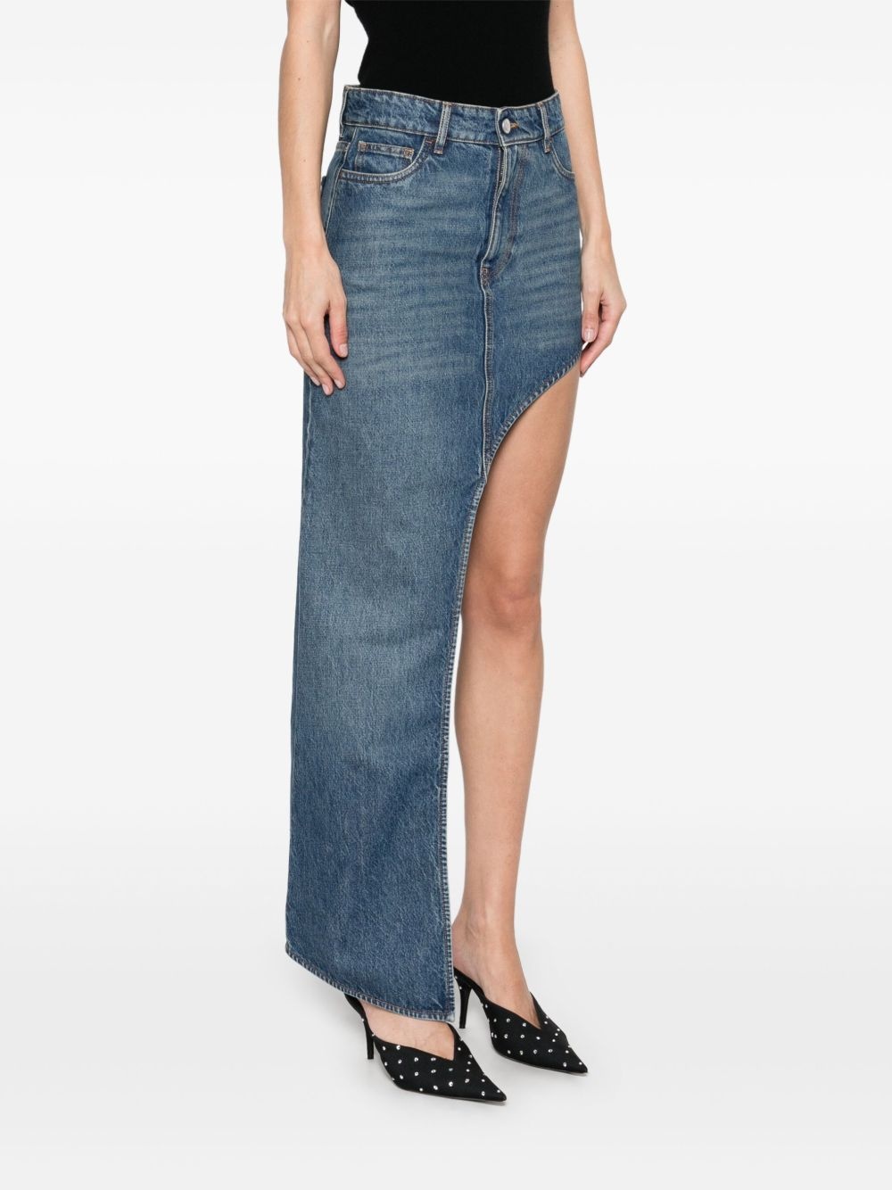 one-leg denim skirt - 3