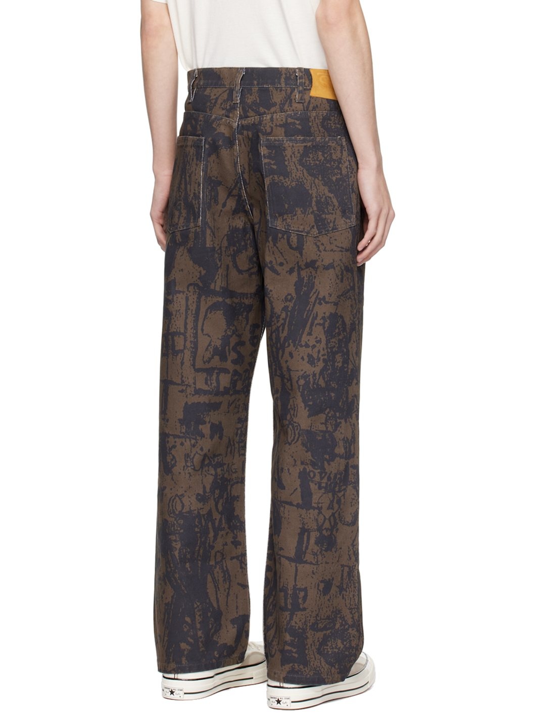 Brown Printed Jeans - 3