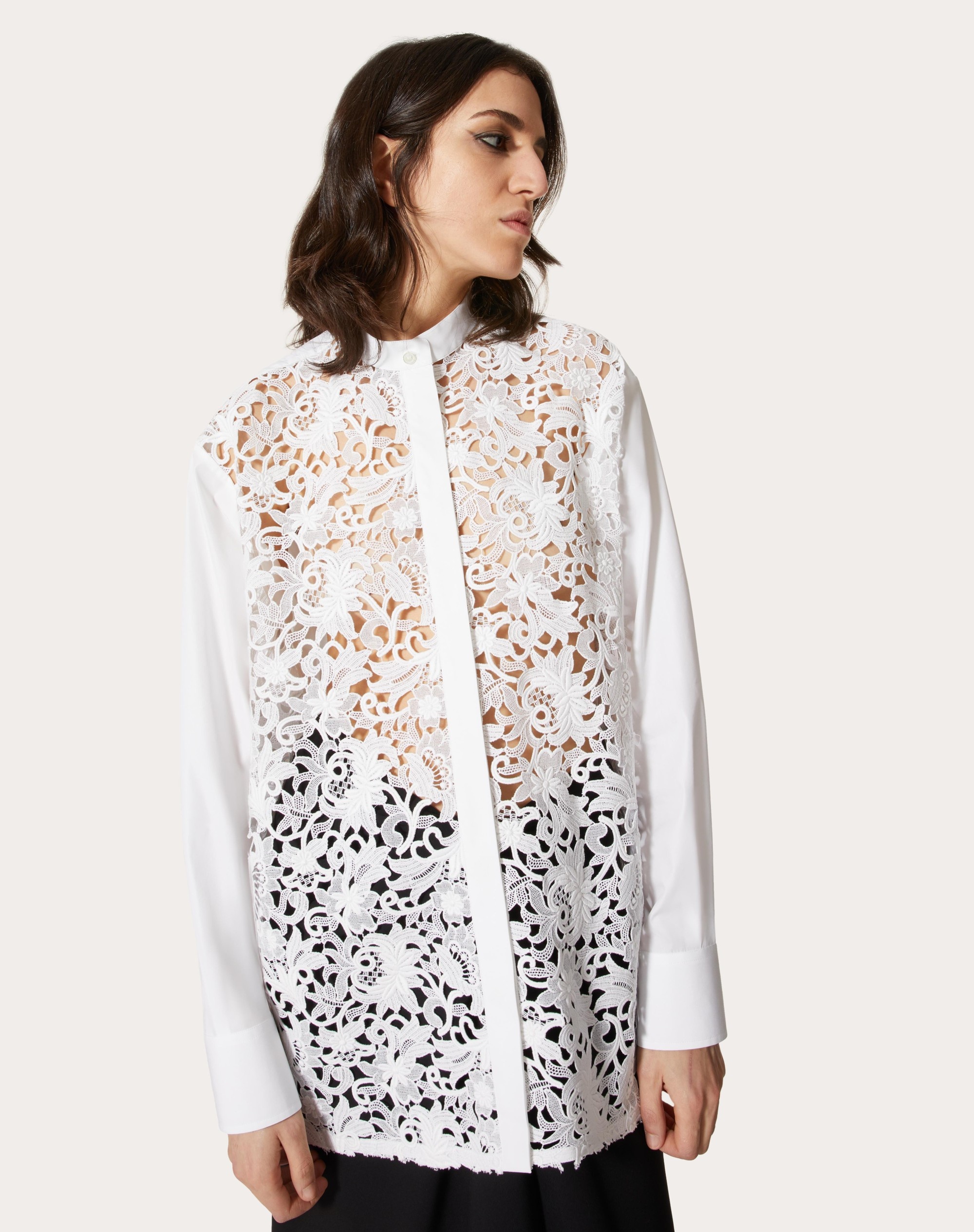 TECHNICAL POPLIN AND MACRAMÉ SHIRT - 5
