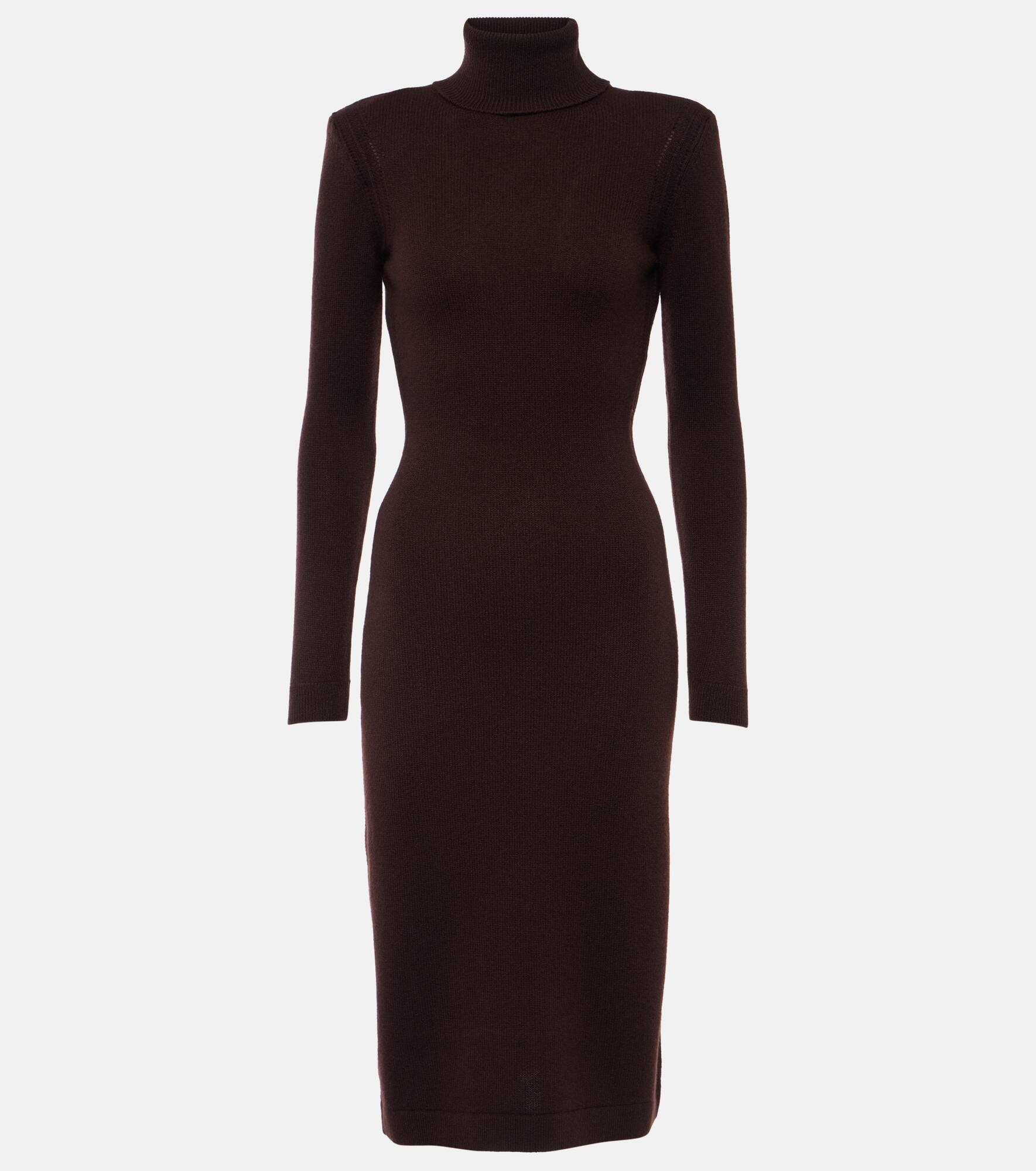 Cashmere turtleneck midi dress - 1