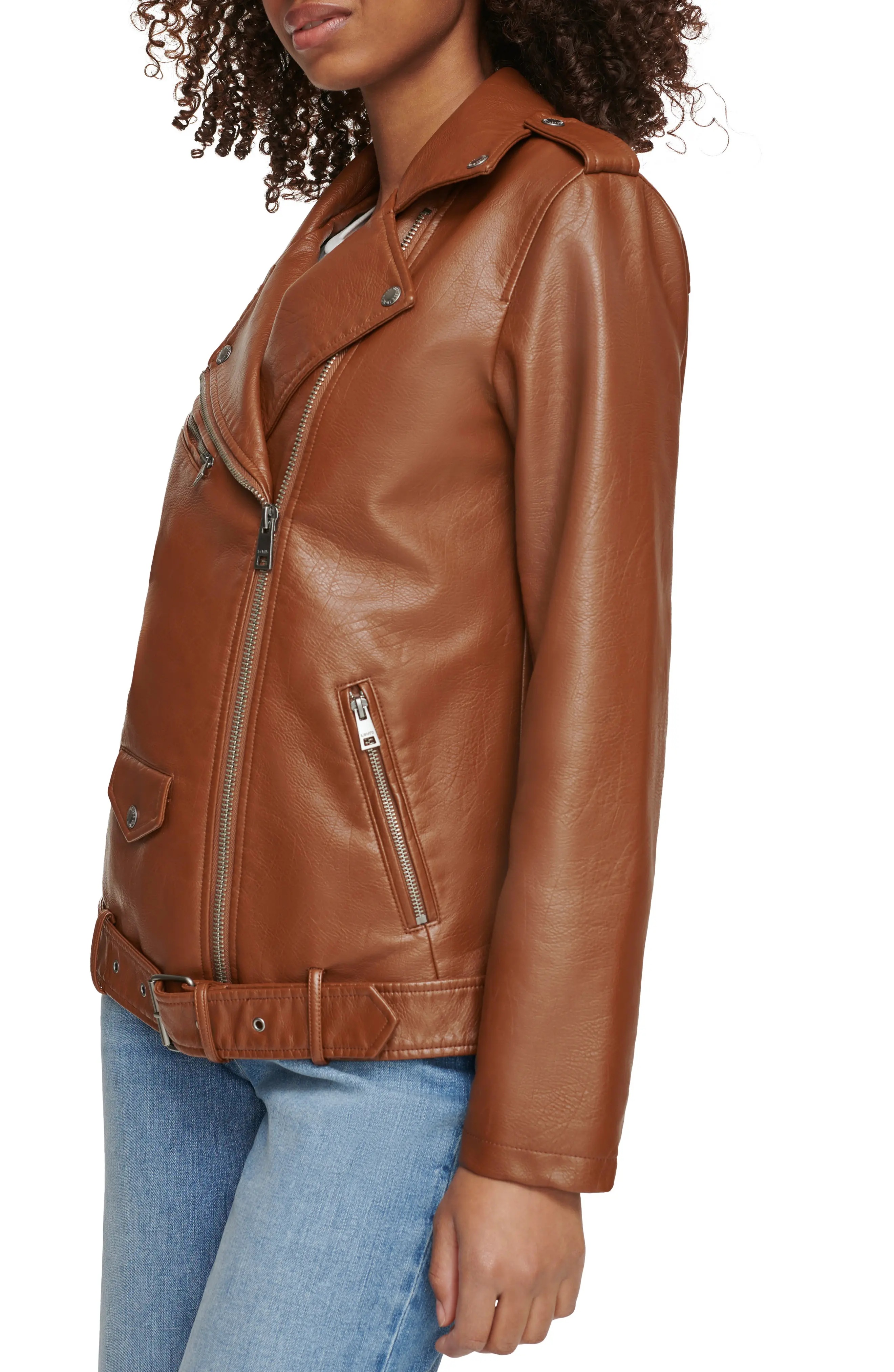 Longline Belted Faux Leather Moto Jacket - 3