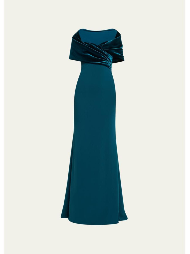 A-Line Sweetheart Gown with Velvet Cape 1