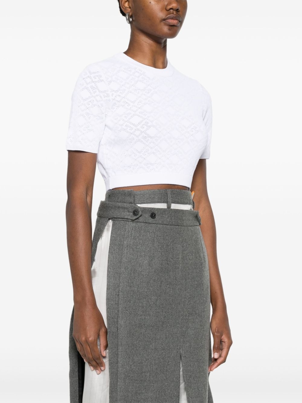 monogram 72-jacquard cropped T-shirt - 3