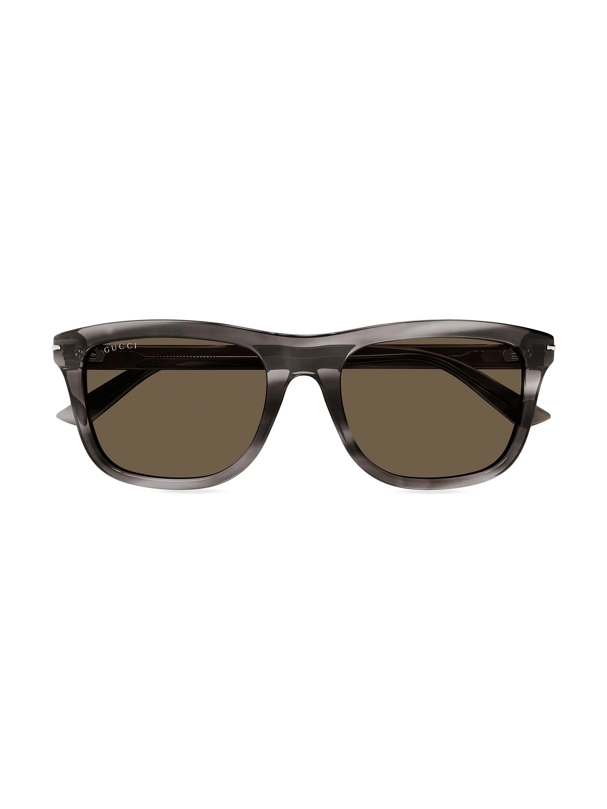 Men's GG Line Squared Recycled Acetate Sunglasses - Havana - 1