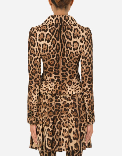 Dolce & Gabbana Double crepe Dolce jacket with leopard print and cabochon DG buttons outlook