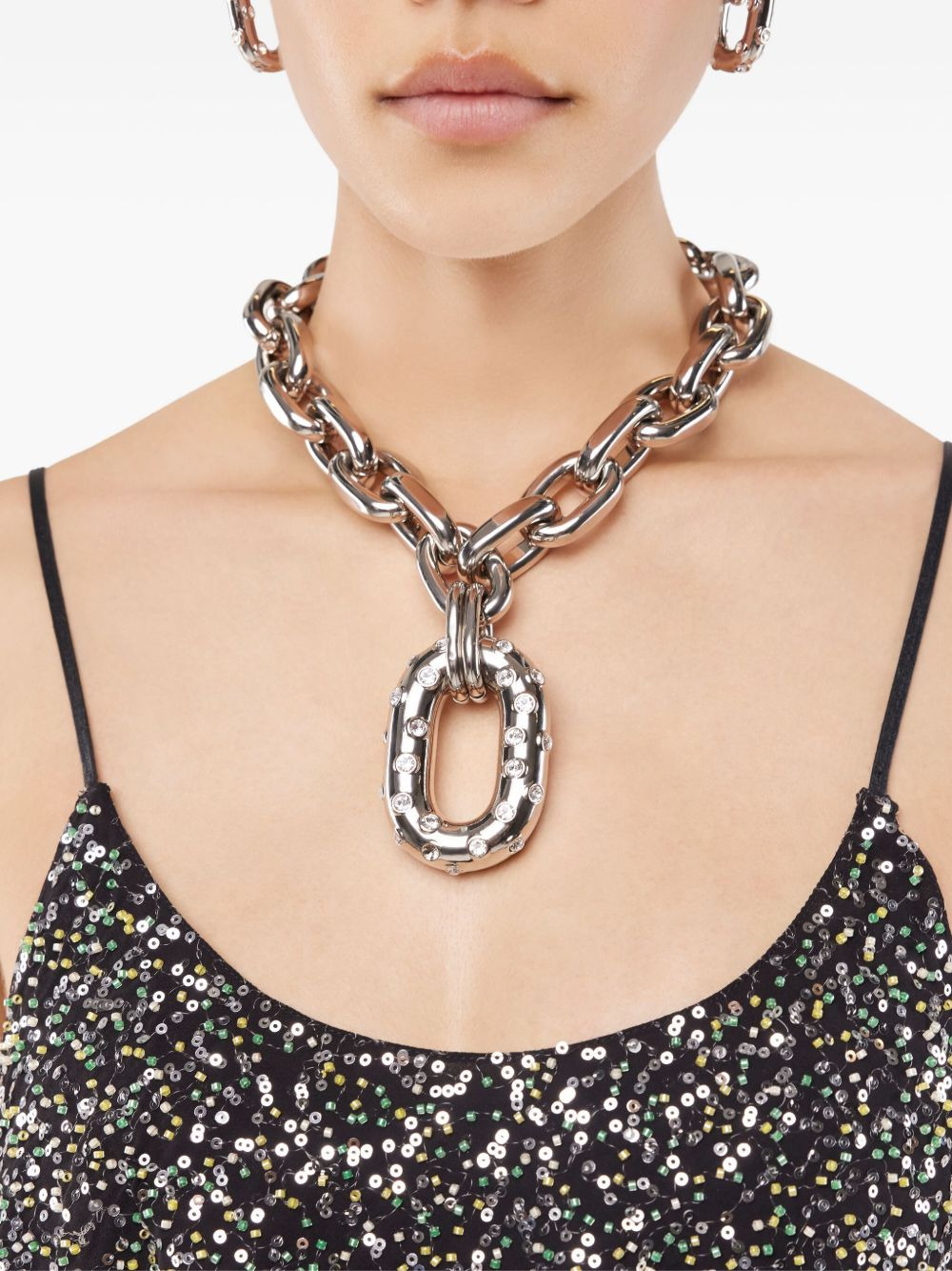 Iconic XL chain-link crystal-embellished necklace - 2