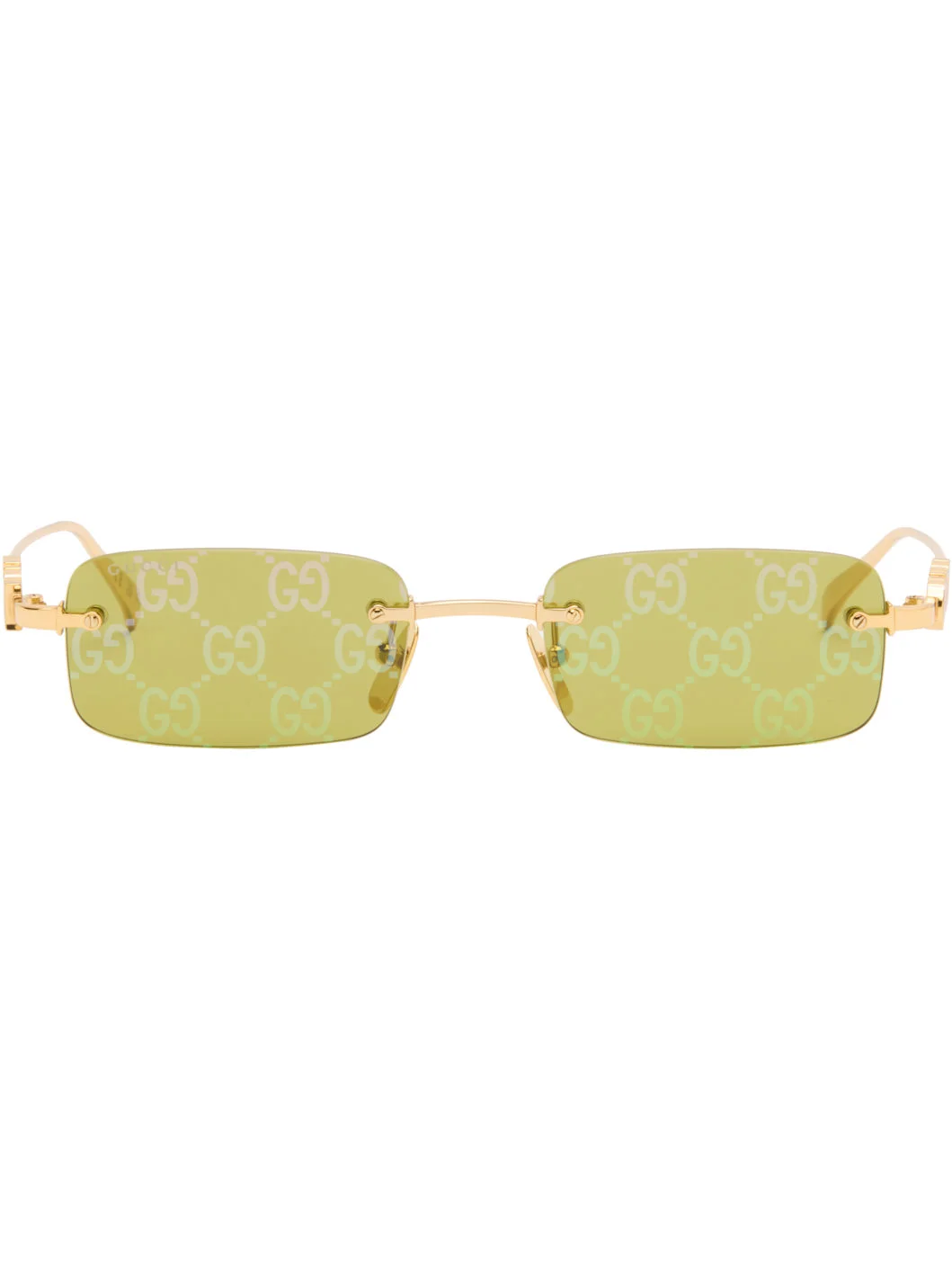 Gold Rectangular Frame Sunglasses - 1