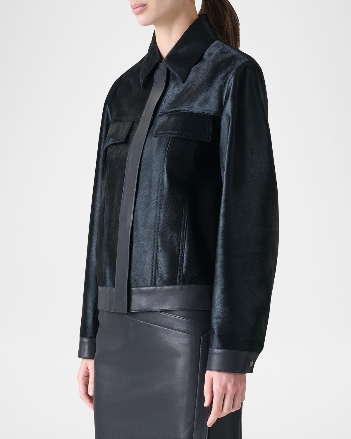 Gemini Calf Shearling and Leather Trucker Jacket - 4