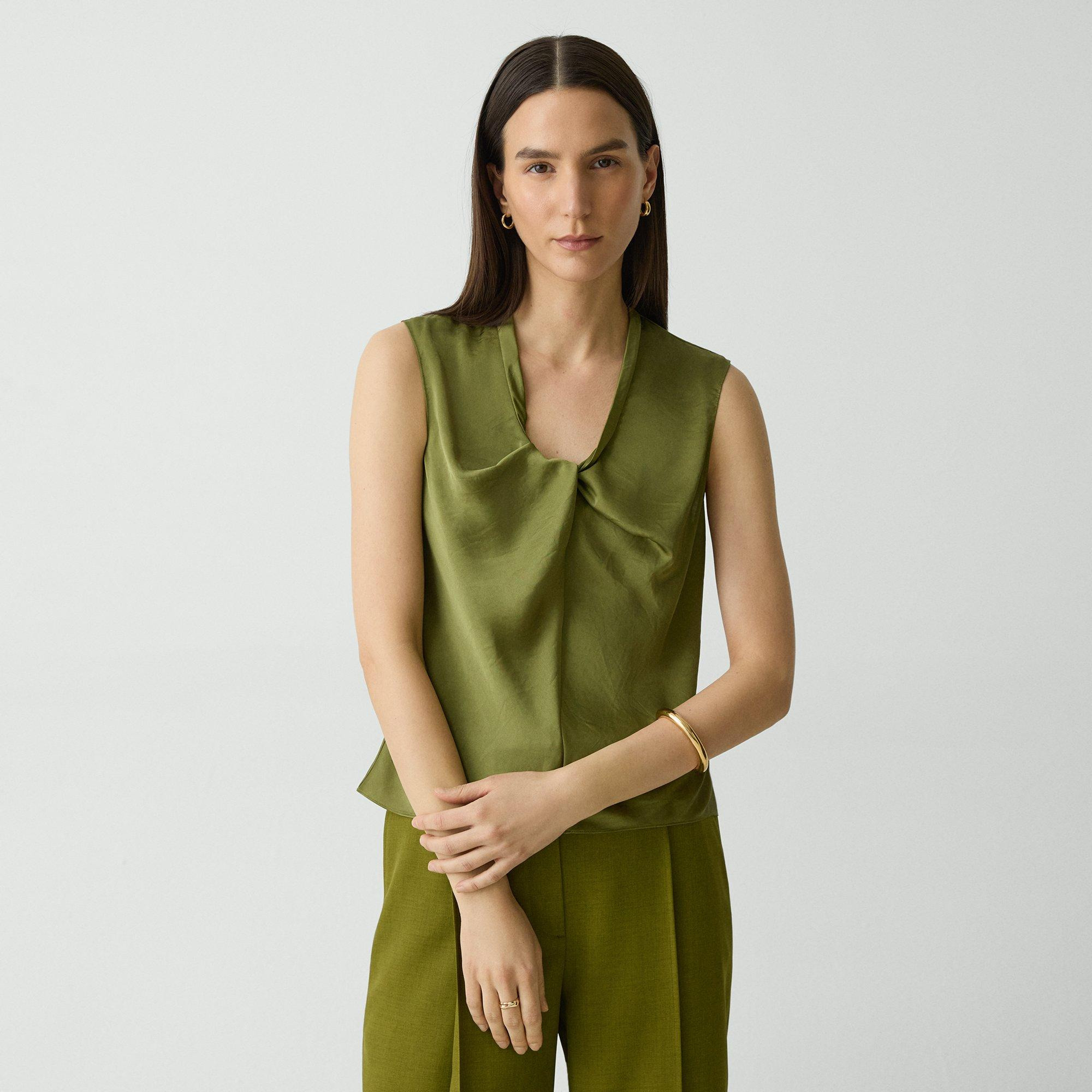 Twist Neck Blouse in Crushed Satin - 2