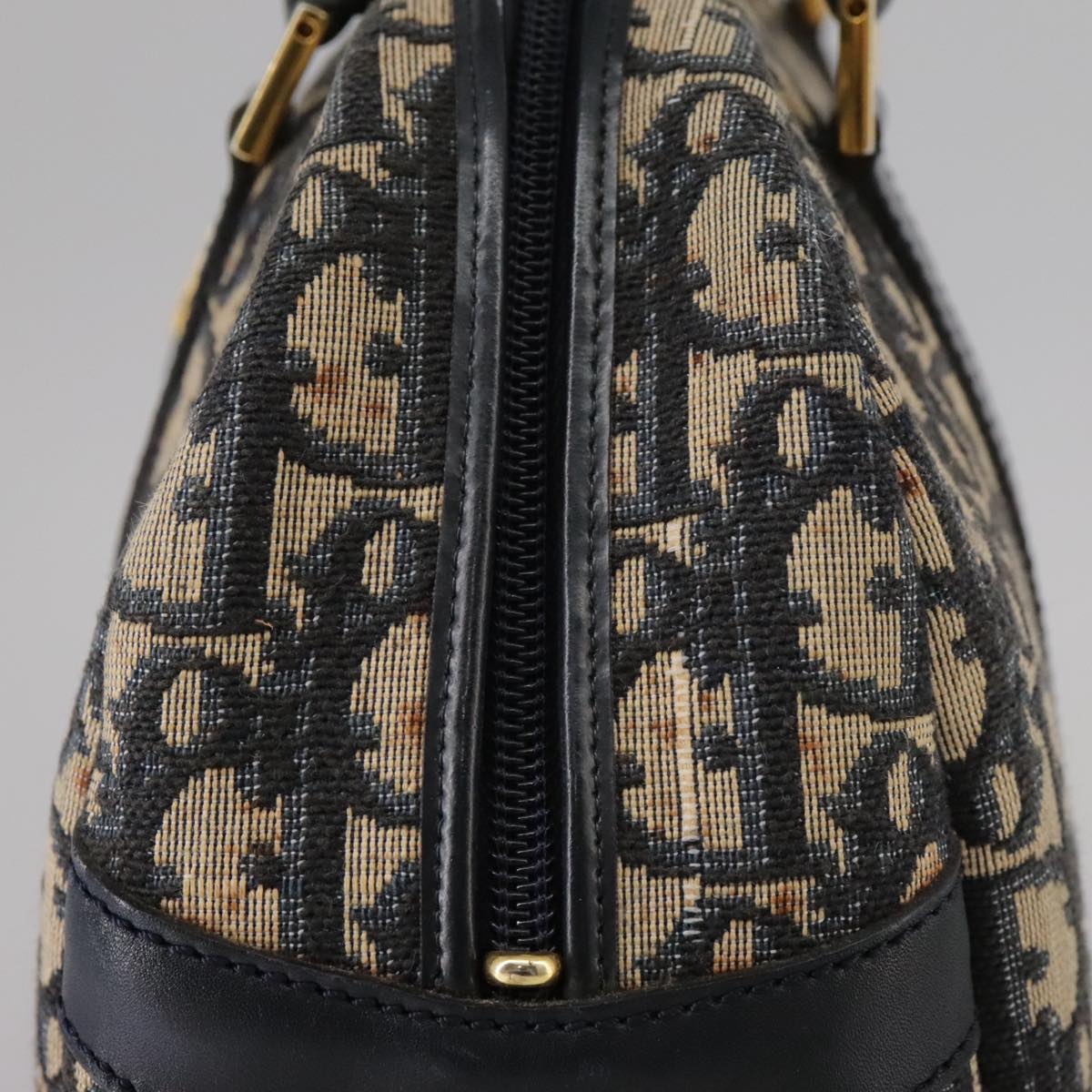 DIOR Trotter Canvas Hand Bag Navy Gold - 5