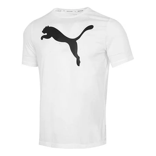 PUMA Large Logo Printing Sports Round Neck Short Sleeve White 588860-02 - 1