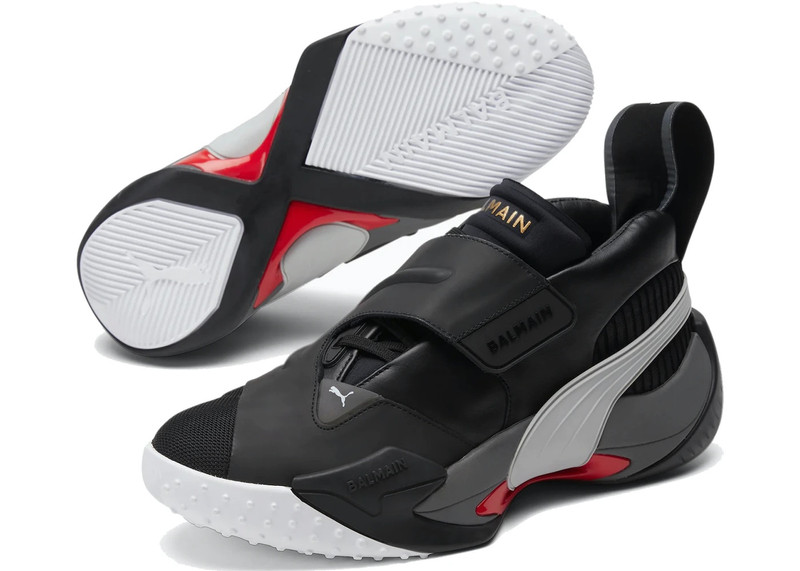 PUMA Puma x Balmain Court Black High Risk Red outlook