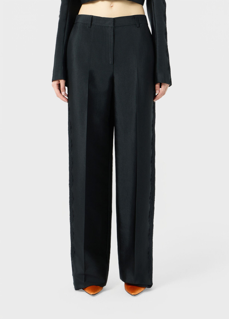 Blumarine GLOSSY VISCOSE TROUSERS WITH LACE outlook