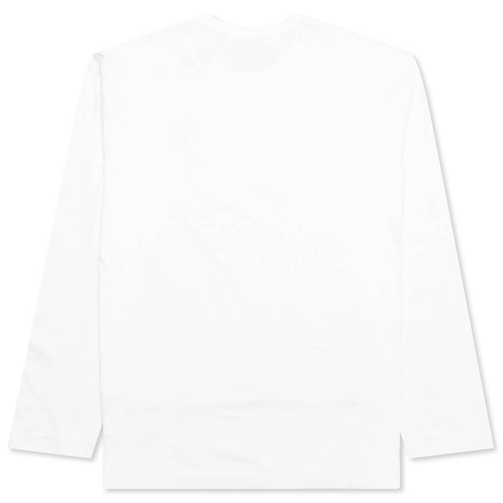 COMME DES GARCONS PLAY BLACK EMBLEM LONG SLEEVE T-SHIRT - WHITE - 2
