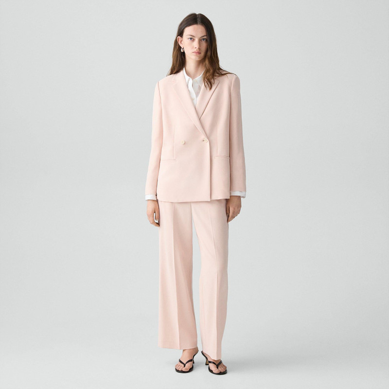Theory Relaxed Double-Breasted Blazer in Admiral Crepe outlook